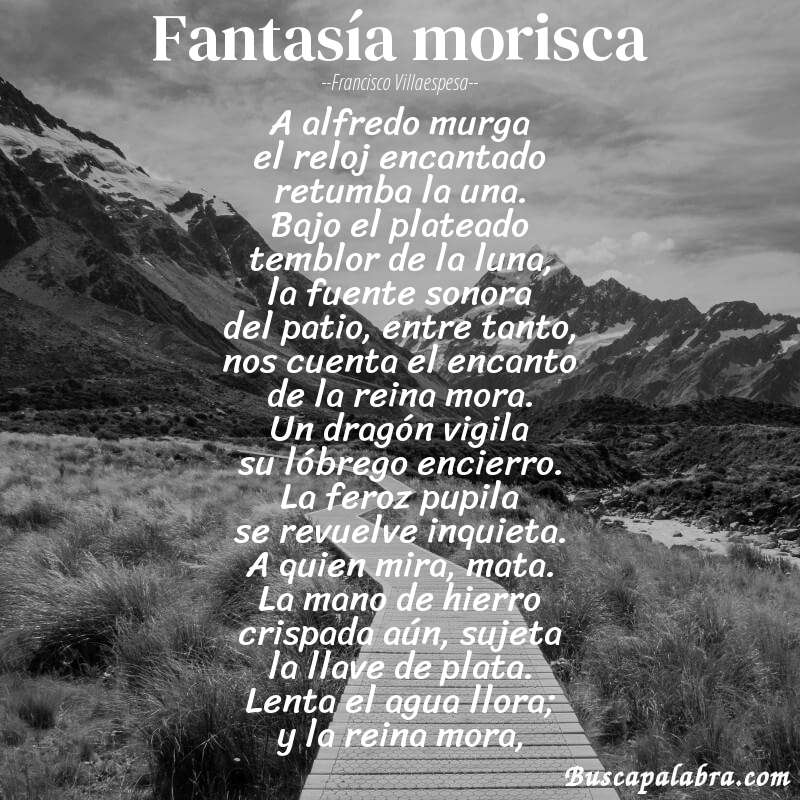 Poema fantasía morisca de Francisco Villaespesa con fondo de paisaje