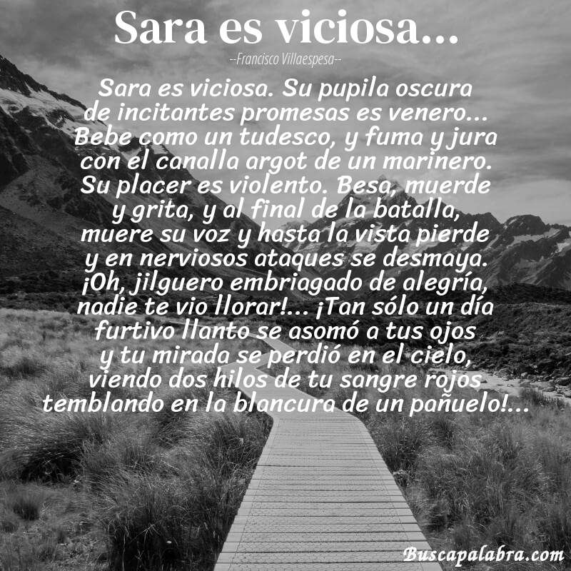 Poema sara es viciosa... de Francisco Villaespesa con fondo de paisaje