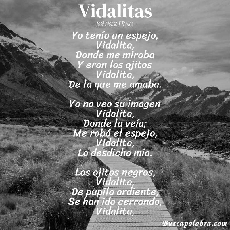 Poema Vidalitas de José Alonso y Trelles con fondo de paisaje