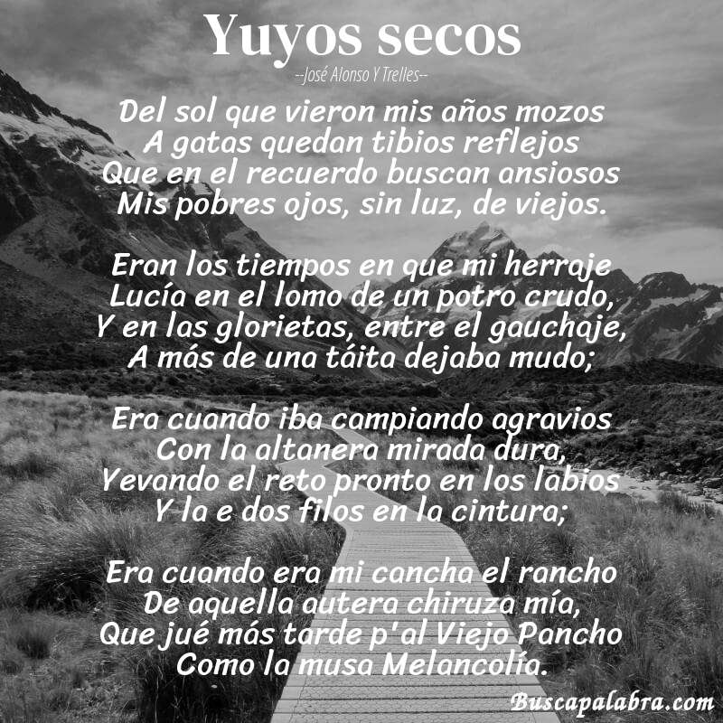 Poema Yuyos secos de José Alonso y Trelles con fondo de paisaje