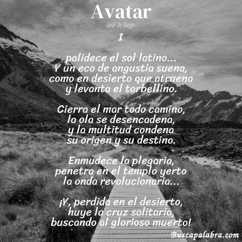 Poema avatar de José de Diego con fondo de paisaje