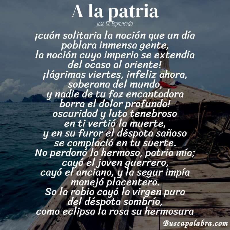 Poema a la patria de José de Espronceda con fondo de barca