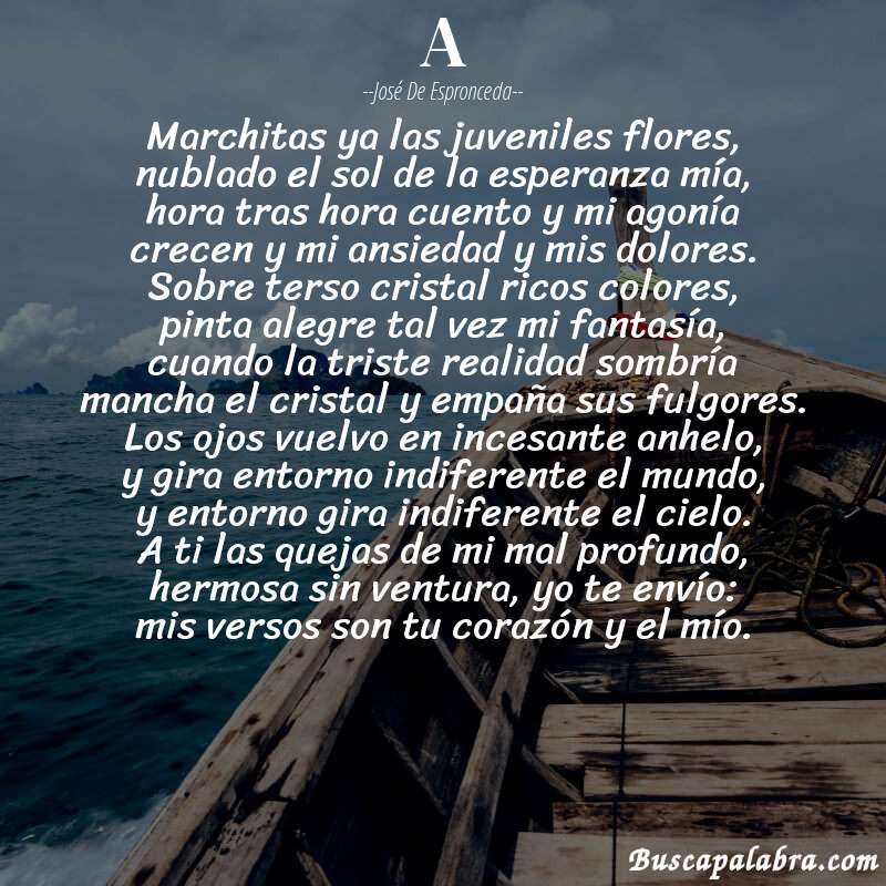 Poema a de José de Espronceda con fondo de barca