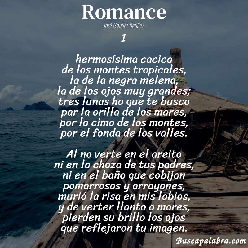 Poema romance de José Gautier Benítez con fondo de barca