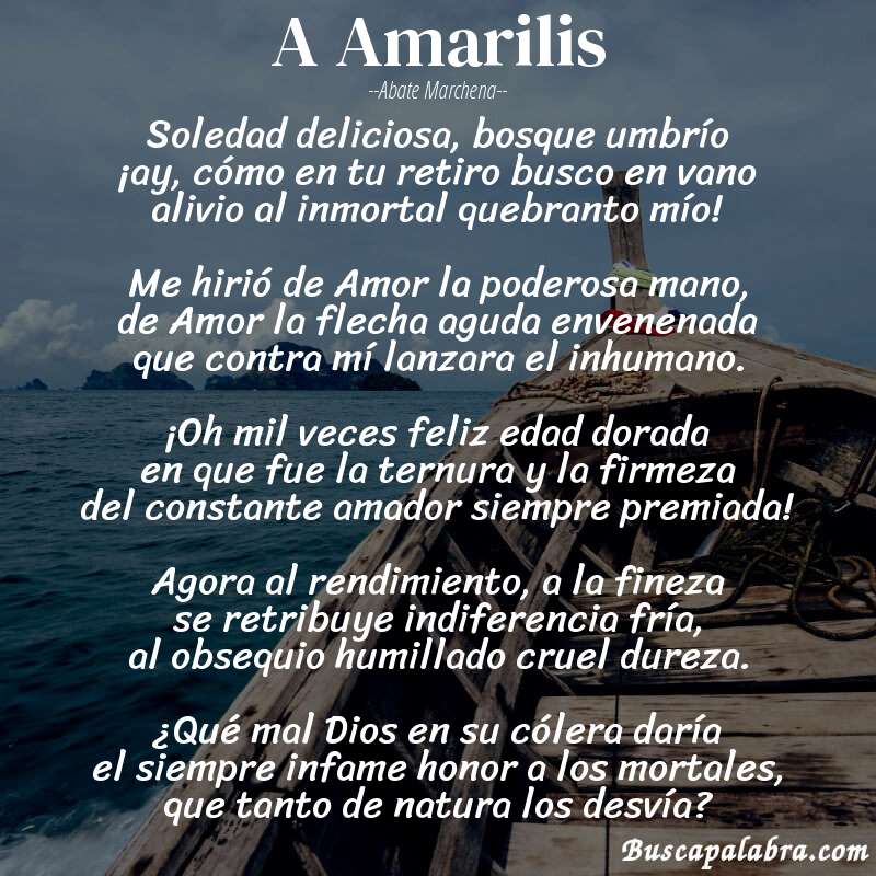 Poema A Amarilis de Abate Marchena con fondo de barca