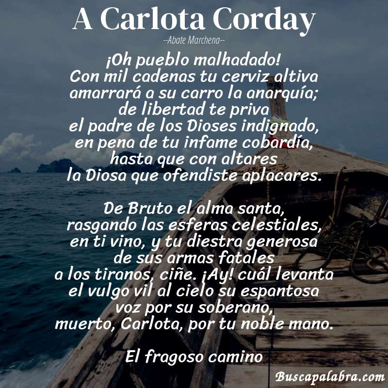 Poema A Carlota Corday de Abate Marchena con fondo de barca