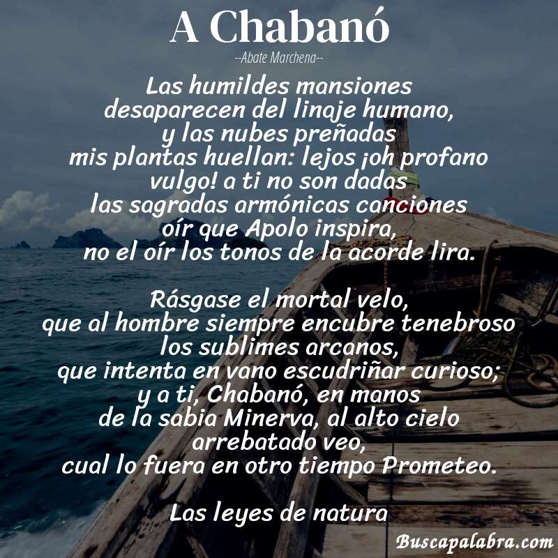 Poema A Chabanó de Abate Marchena con fondo de barca
