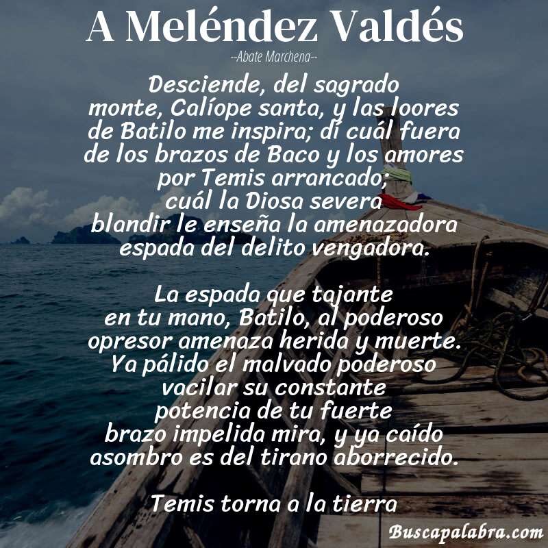 Poema A Meléndez Valdés de Abate Marchena con fondo de barca