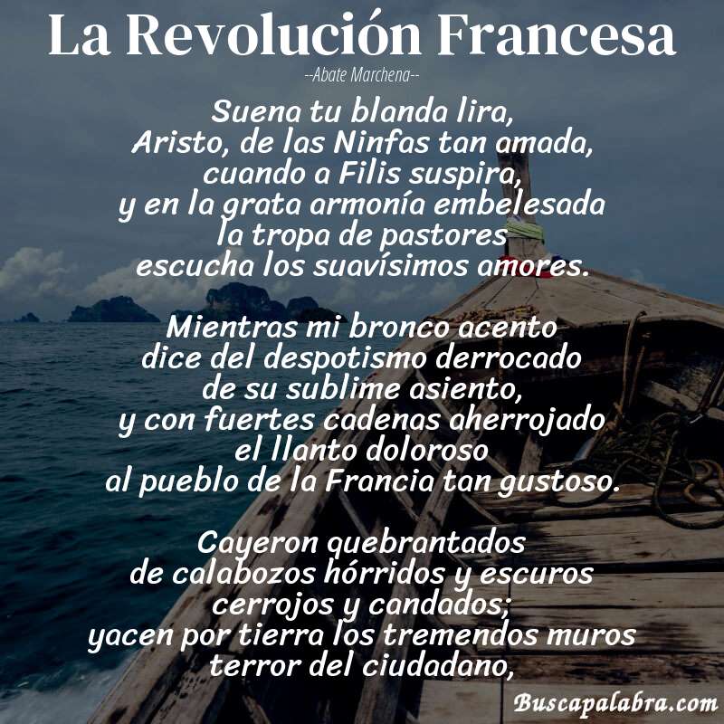 Poema La Revolución Francesa de Abate Marchena con fondo de barca