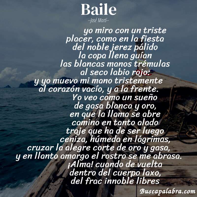 Poema baile de José Martí con fondo de barca