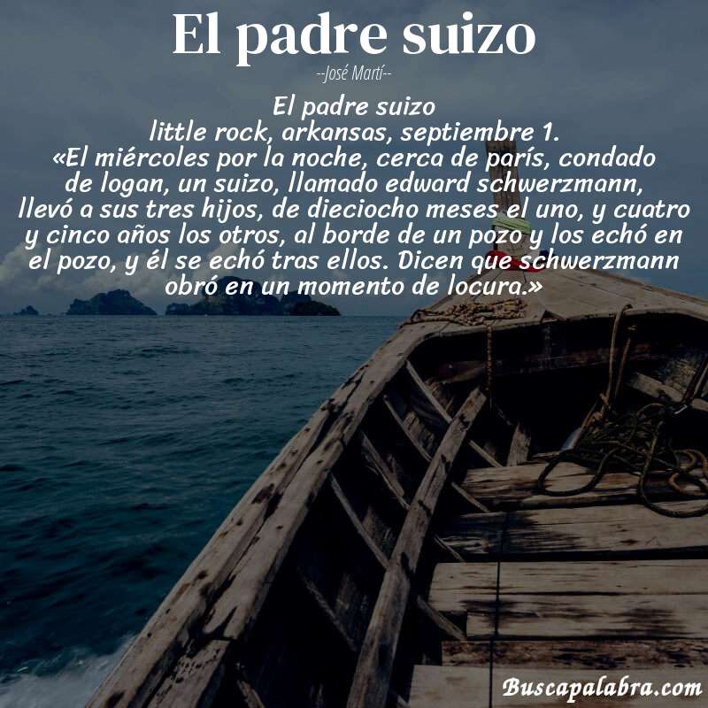 Poema el padre suizo de José Martí con fondo de barca