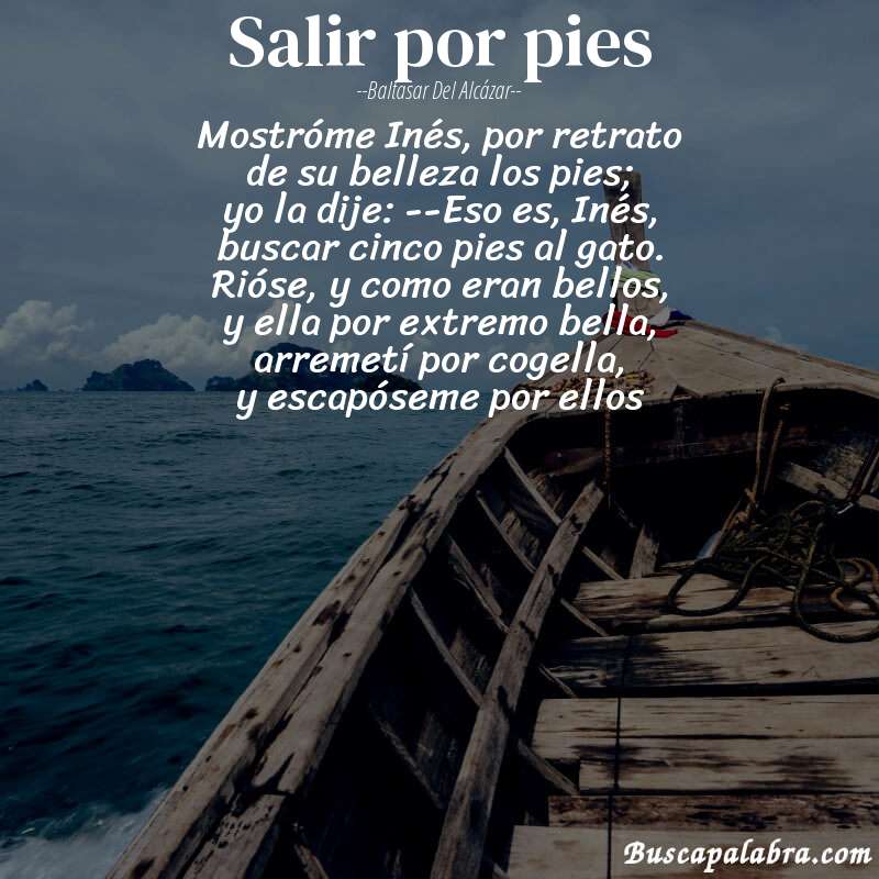 Poema Salir por pies de Baltasar del Alcázar con fondo de barca