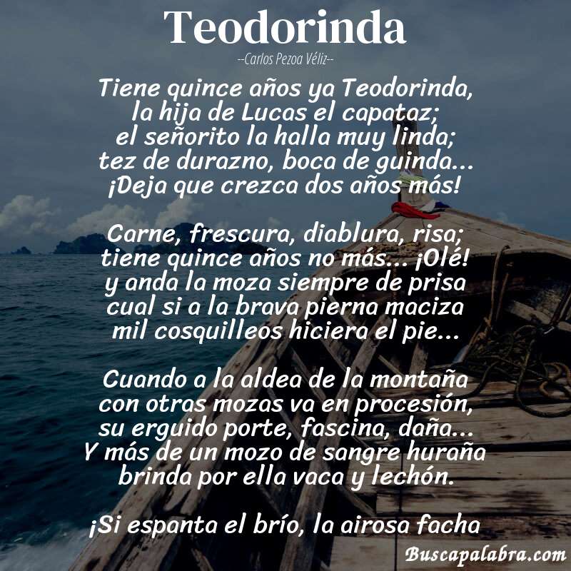 Poema Teodorinda de Carlos Pezoa Véliz con fondo de barca