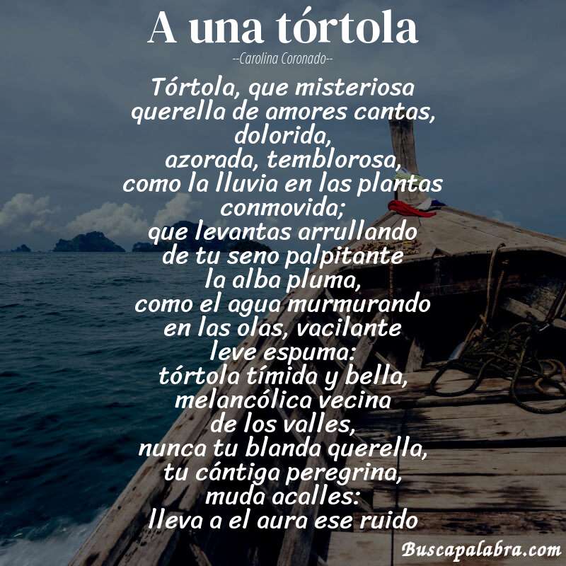 Poema a una tórtola de Carolina Coronado con fondo de barca