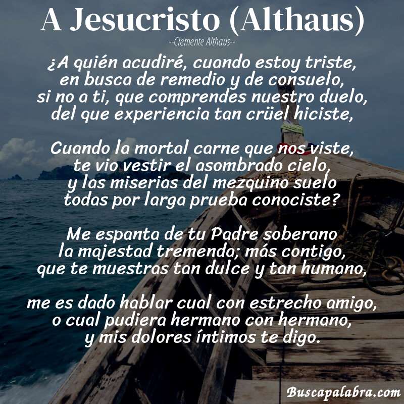 Poema A Jesucristo (Althaus) de Clemente Althaus con fondo de barca