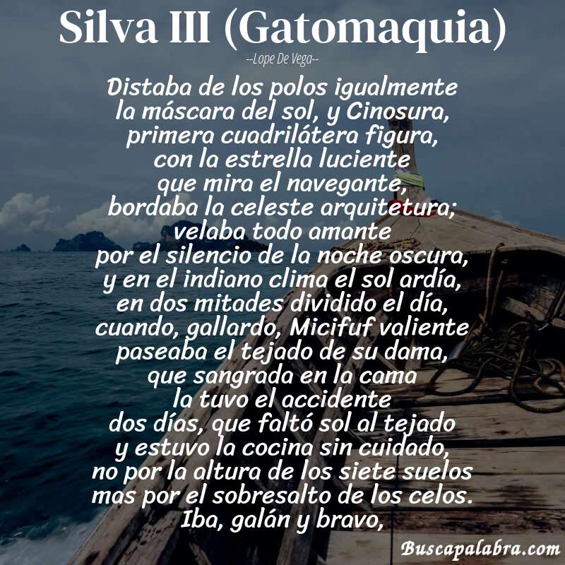 Poema Silva III (Gatomaquia) de Lope de Vega con fondo de barca
