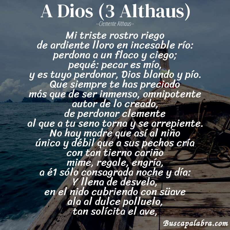 Poema A Dios (3 Althaus) de Clemente Althaus con fondo de barca