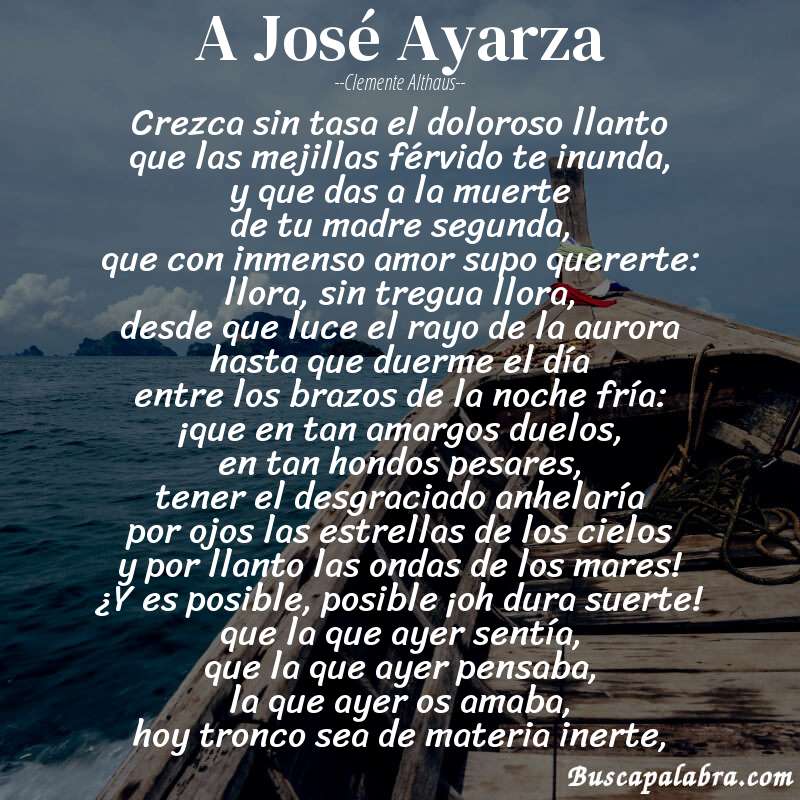Poema A José Ayarza de Clemente Althaus con fondo de barca