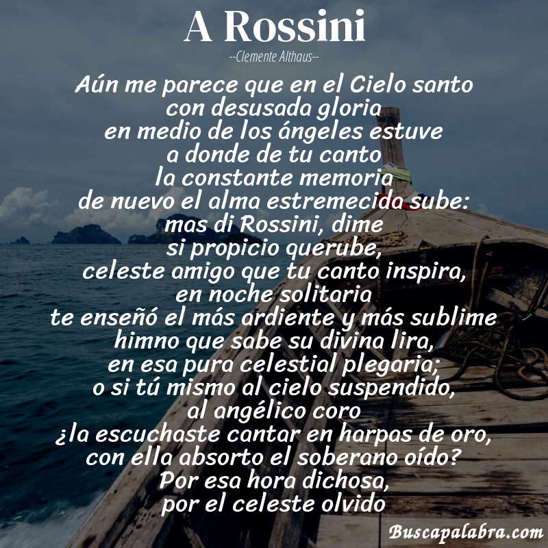 Poema A Rossini de Clemente Althaus con fondo de barca