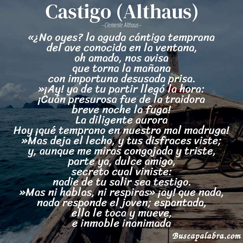Poema Castigo (Althaus) de Clemente Althaus con fondo de barca