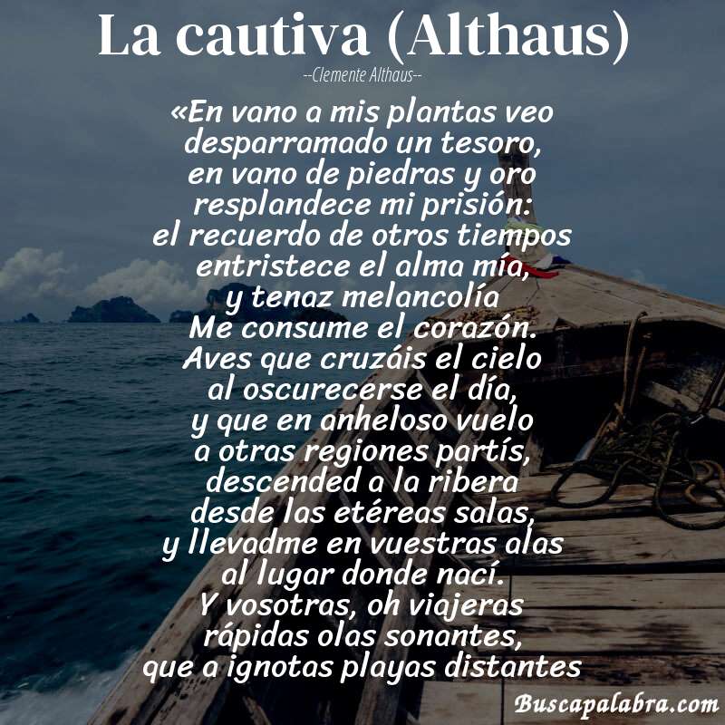 Poema La cautiva (Althaus) de Clemente Althaus con fondo de barca