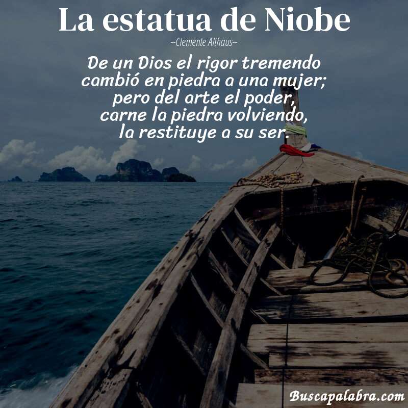 Poema La estatua de Niobe de Clemente Althaus con fondo de barca