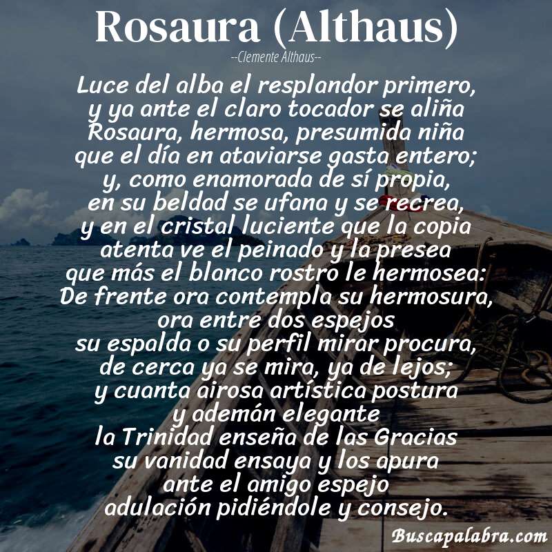 Poema Rosaura (Althaus) de Clemente Althaus con fondo de barca