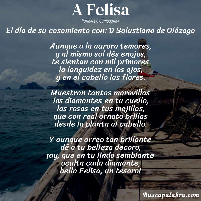Poema A Felisa de Ramón de Campoamor con fondo de barca