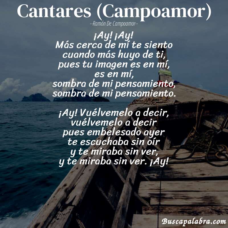 Poema Cantares (Campoamor) de Ramón de Campoamor con fondo de barca