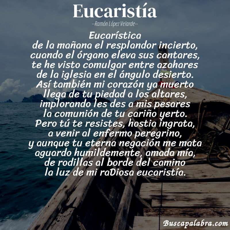 Poema eucaristía de Ramón López Velarde con fondo de barca