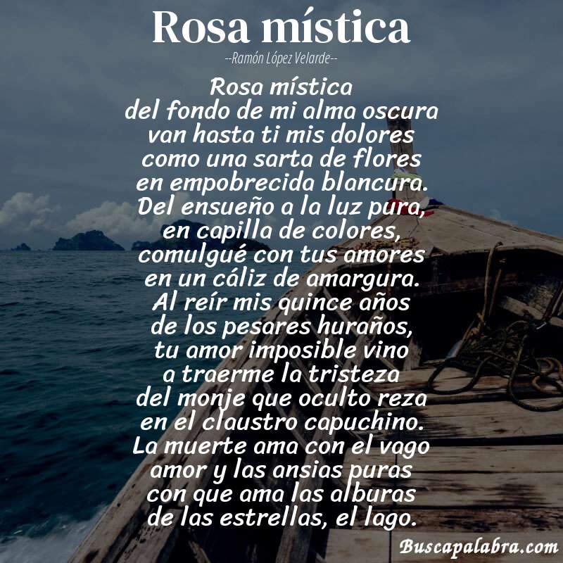 Poema rosa mística de Ramón López Velarde con fondo de barca