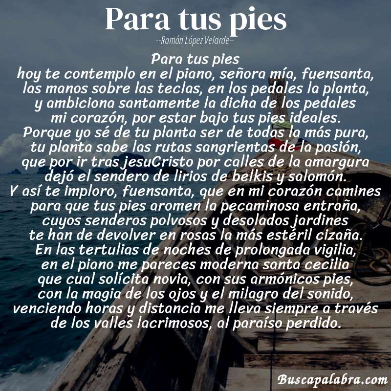 Poema para tus pies de Ramón López Velarde con fondo de barca