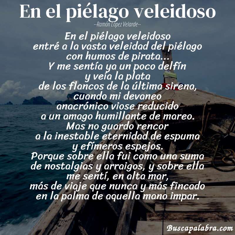 Poema en el piélago veleidoso de Ramón López Velarde con fondo de barca
