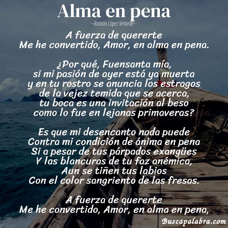 Poema Alma en pena de Ramón López Velarde con fondo de barca