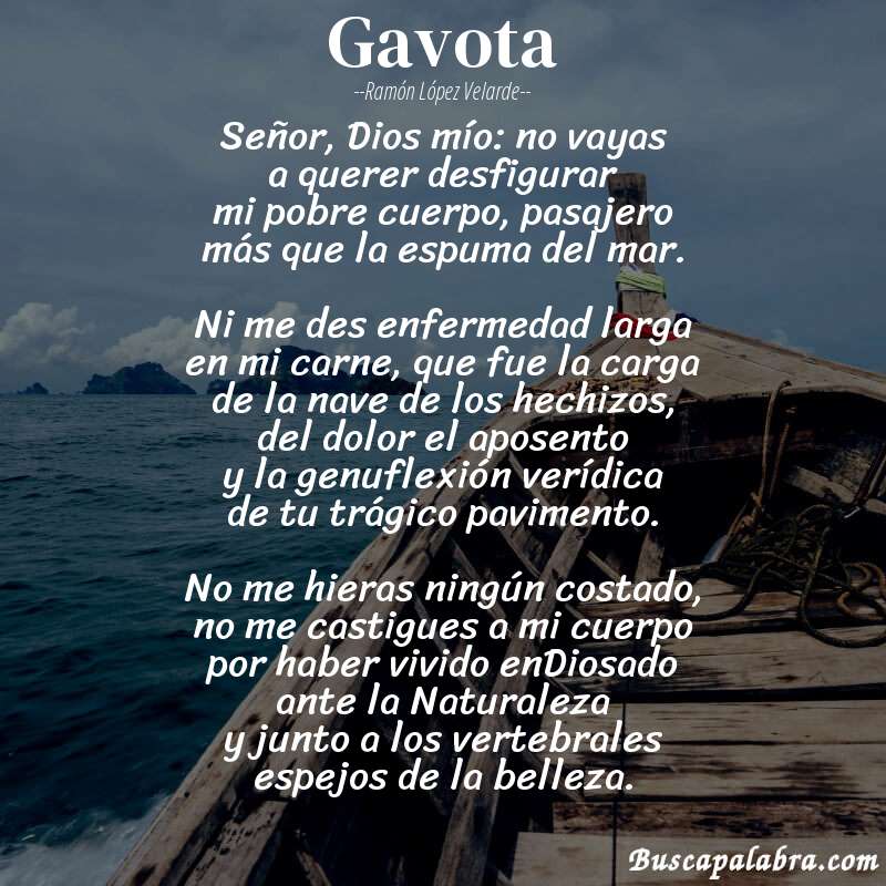 Poema Gavota de Ramón López Velarde con fondo de barca