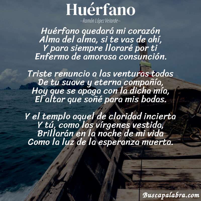 Poema Huérfano de Ramón López Velarde con fondo de barca