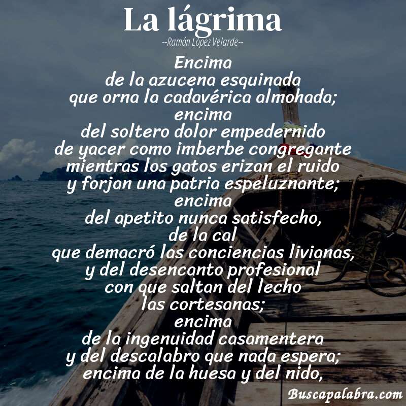 Poema La lágrima de Ramón López Velarde con fondo de barca