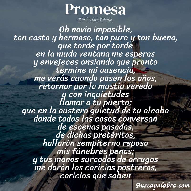 Poema Promesa de Ramón López Velarde con fondo de barca