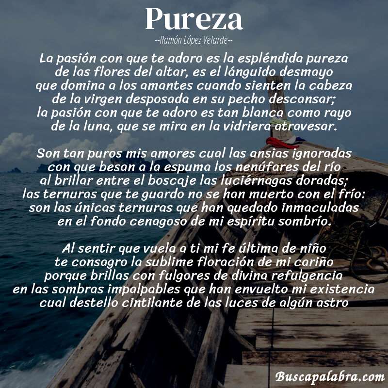 Poema Pureza de Ramón López Velarde con fondo de barca