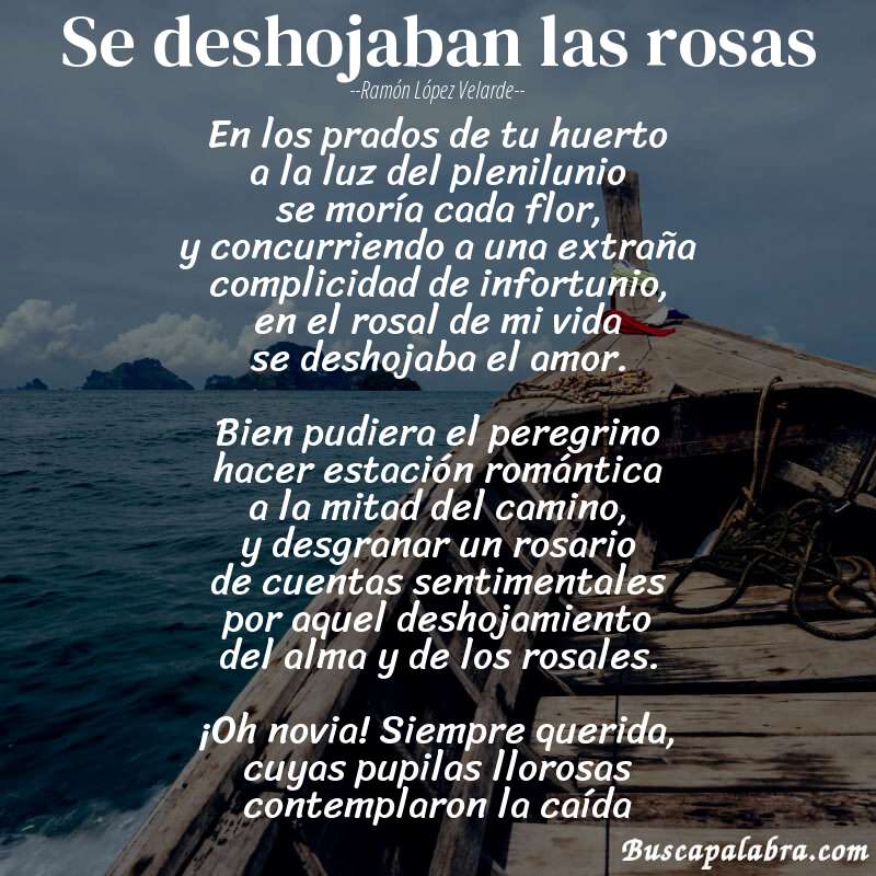 Poema Se deshojaban las rosas de Ramón López Velarde con fondo de barca