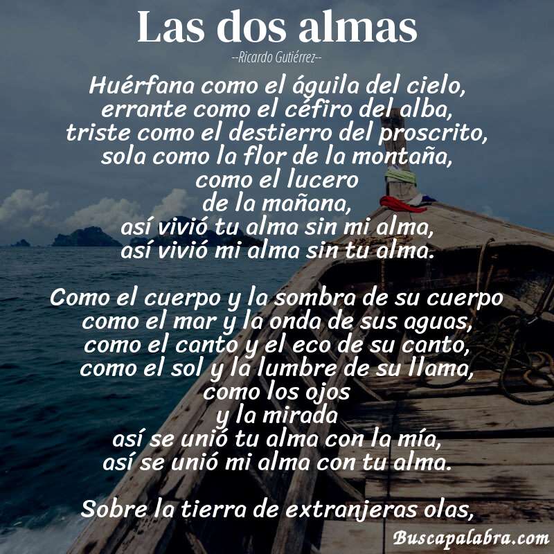 Poema Las dos almas de Ricardo Gutiérrez con fondo de barca