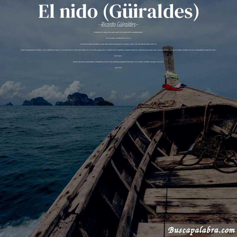 Poema El nido (Güiraldes) de Ricardo Güiraldes con fondo de barca