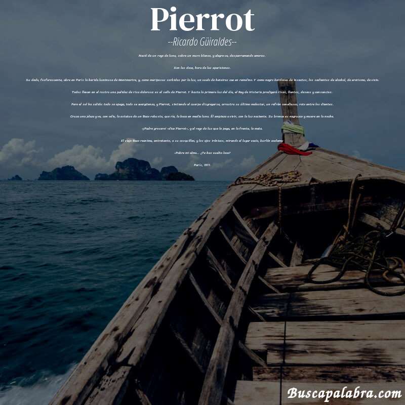 Poema Pierrot de Ricardo Güiraldes con fondo de barca