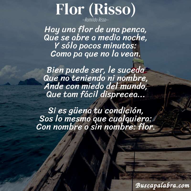 Poema Flor (Risso) de Romildo Risso con fondo de barca