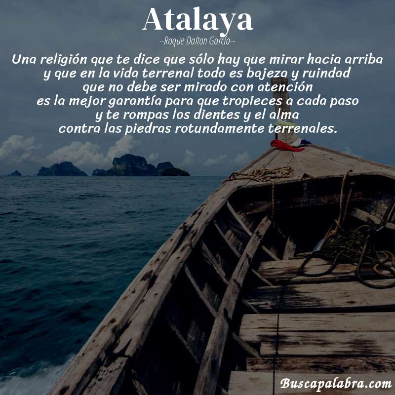 Poema atalaya de Roque Dalton García con fondo de barca