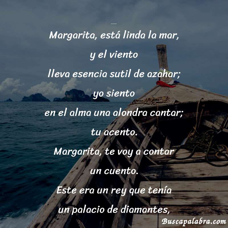 Poema A Margarita Debayle de Rubén Darío con fondo de barca