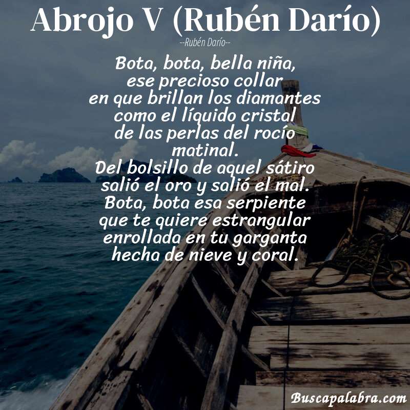 Poema Abrojo V (Rubén Darío) de Rubén Darío con fondo de barca