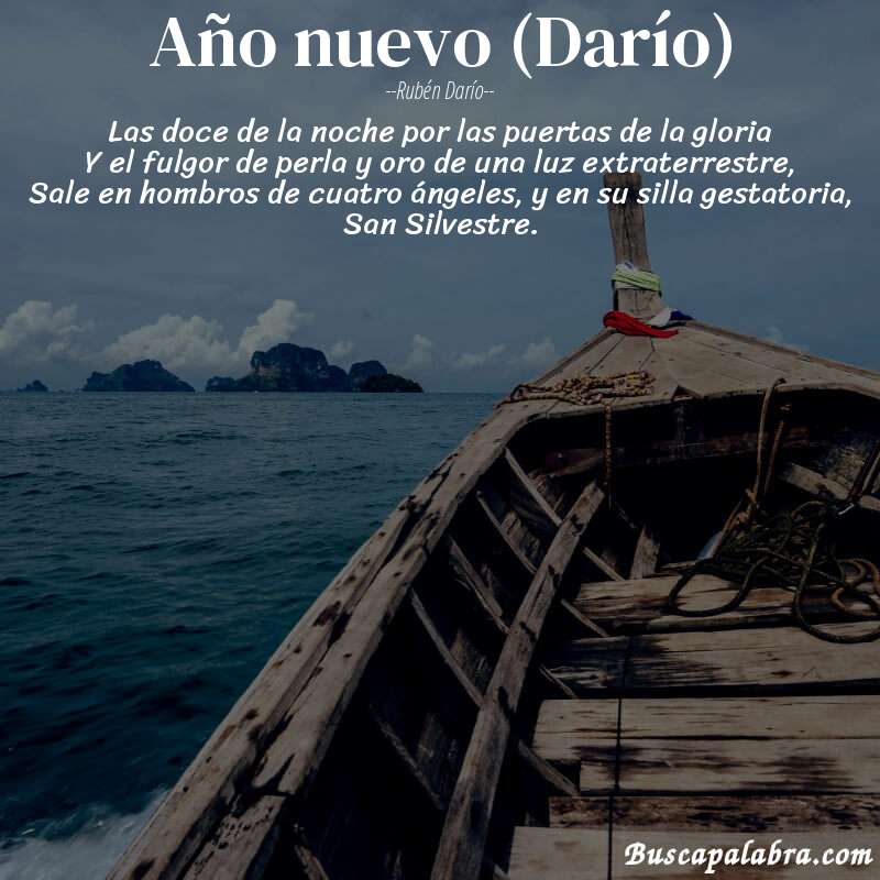 Poema Año nuevo (Darío) de Rubén Darío con fondo de barca