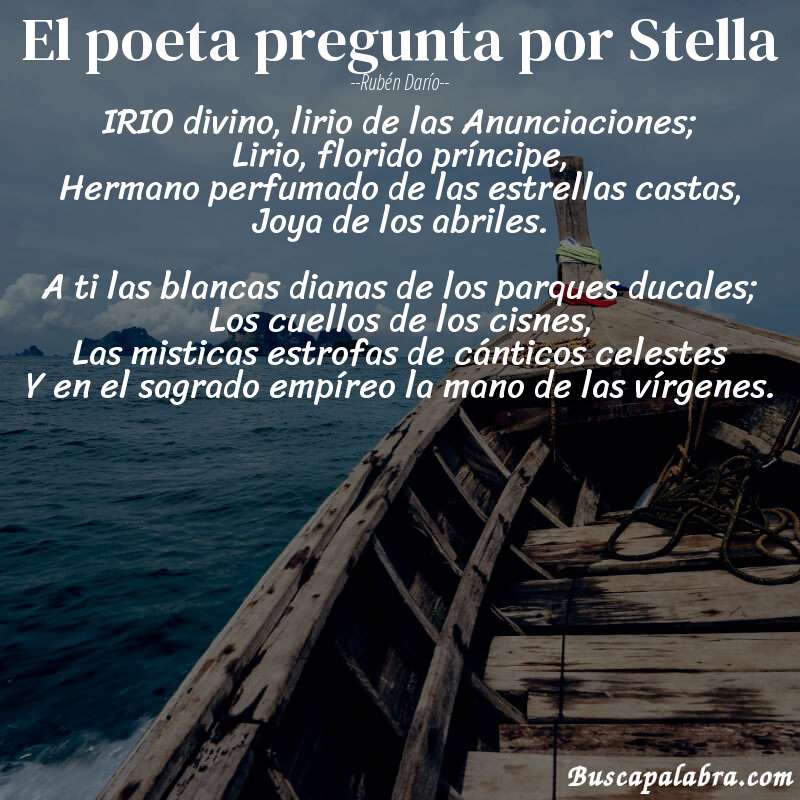 Poema El poeta pregunta por Stella de Rubén Darío con fondo de barca