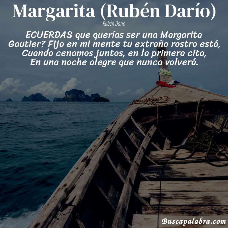 Poema Margarita (Rubén Darío) de Rubén Darío con fondo de barca